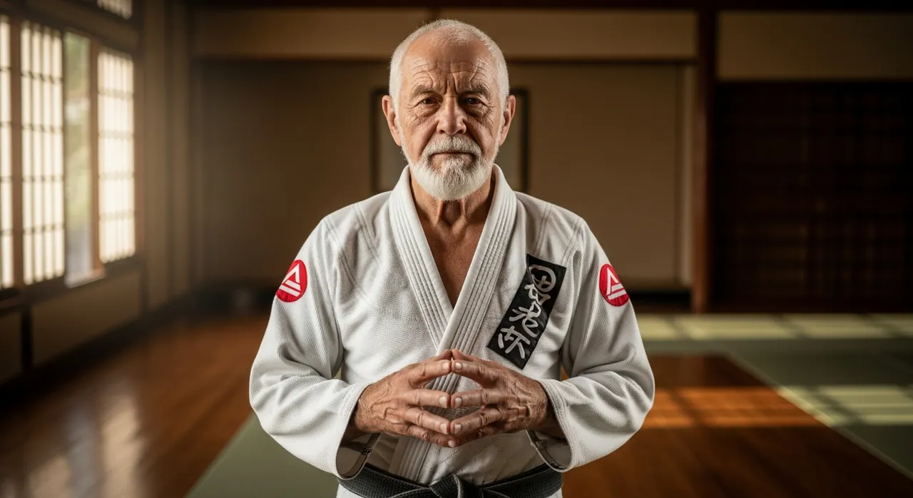 Professor Visitation, humble jiu-jitsu grandmaster in meditative pose